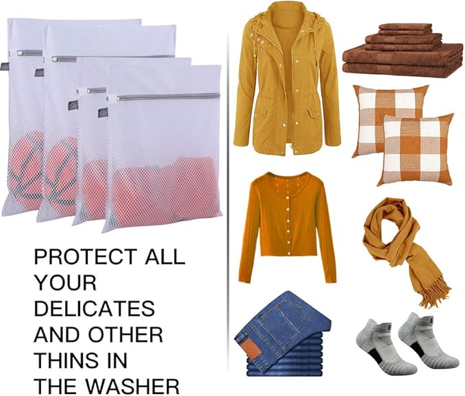 Kimmama Laundry Bags Mesh Wash Bag, Lingerie Bags for Washing Delicates, Net Washer Sack with Zipper, Dryer Pouch for Cleaning and Drying Cloths, Garment, Sweater, Bra, Pant, Sock, Toys, Bedcover