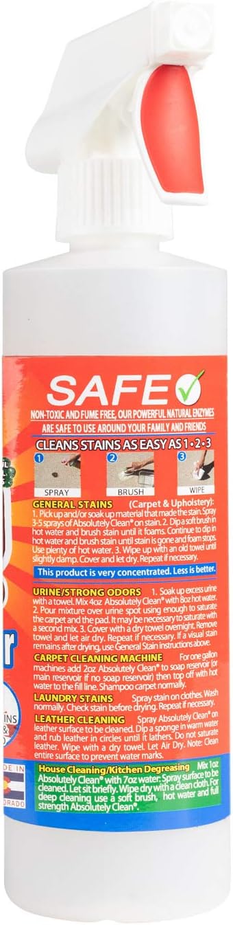 Amazing 60 Second Stain Remover - Commercial Strength - Powerful, Natural Enzymes Remove Food, Grease, Pet Stains & More - Non-Toxic/Eco Friendly - USA Made (16oz Spray Bottle 2-Pack -Save 25%)
