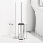 Freestanding Toilet Brush Holder for bathrooms 304 Stainless Steel Toilet Brush Stand Round Storage and Organization Rust Resistant 18-inch high Polished Chrome Finished