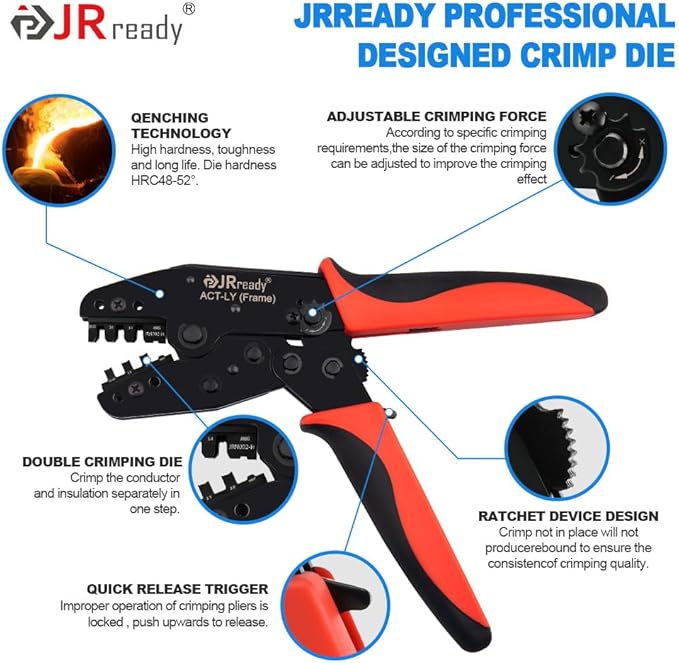 JRready ST6550 .093” Pin Connector Kit 2 3 4 6Pin Connectors Power Crimp Housing Plug 1189 Series Male Female Terminal 14-20AWG Standard Molex 5.03mm Pitch with Crimper Upgraded Pin Removal Tool