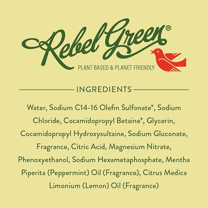 Rebel Green Super Deluxe Dish Soap - Natural Kitchen Dish Detergent - Gentle Dish Liquid Scented with Peppermint & Lemon - (1 Gallon Refill Bottle)