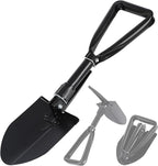 REDCAMP 18" Mini Survival Folding Camping Shovel with Cover, Manganese Steel Tri-Fold Handle Portable Tactical Shovel for Hiking, Beach, Mud, Snow, Lightweight 1.5Lbs Black