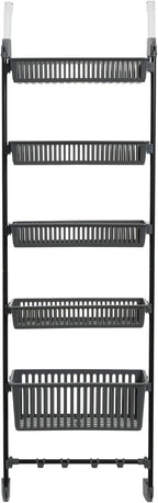 Household Essentials Household Essentials Over the Door Basket Storage Rack, Gray and Black