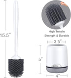 Lefree Toilet Brush and Holder Set, Silicone Brush with Ventilated Holder, Toilet Brush Set for Bathroom, Floor Standing & Wall Mounted Toilet Scrubber Without Drilling