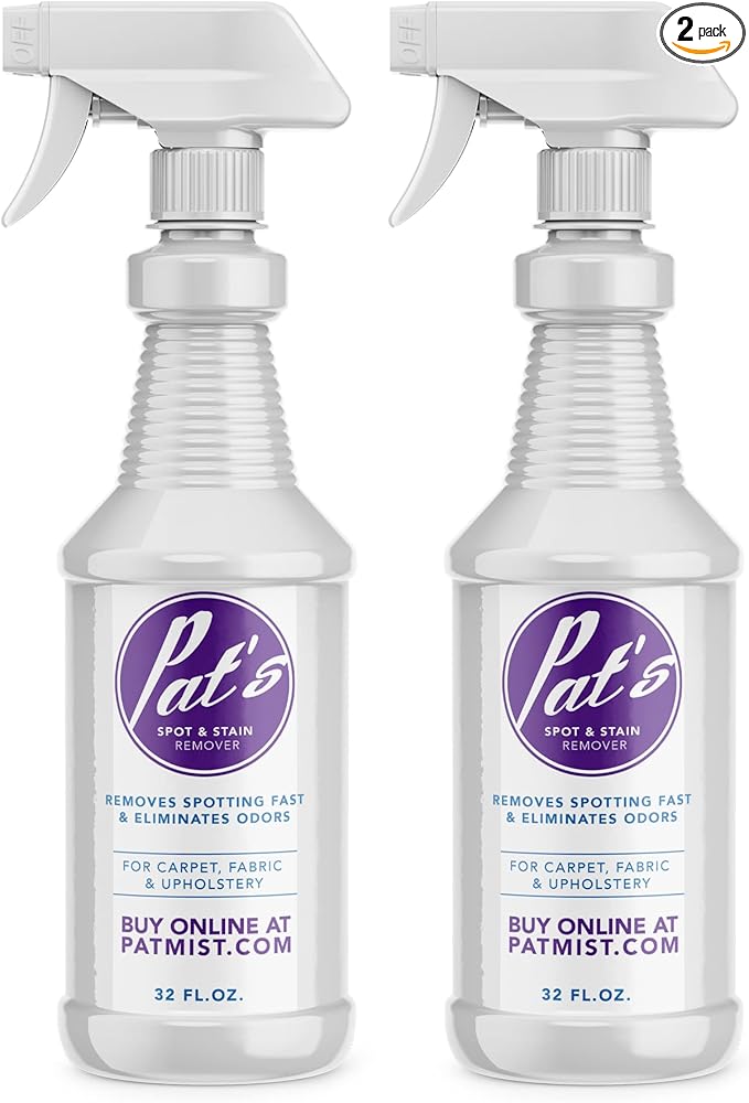 Pat's Spot + Stain Remover, Professional Carpet, Fabric and Upholstery Cleaner, 32oz (Pack of 2) | 40+ Years Carpet Cleaning Experts