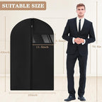 20 Pack Garment Bags for Hanging Clothes,Suit Bags For Closet Storage and Travel with Clear Window 40-inch Suit Garment Bag for Men Women Skirt Shirt Coat,Black