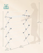 SONGMICS Foldable Clothes Drying Rack, Laundry Drying Rack, Clothes Airer, Steel Frame, 14.6 x 36.6 x 53.2 Inches, Easy Assembly, Indoor Outdoor Use, Pearl White ULLR771W01