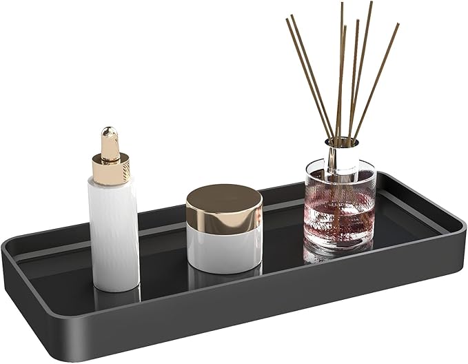 YUMORE Bathroom Organizer Countertop, Counter Organizer for Bathroom Decor, Tempered Glass Shelf for Vanity Storage, Makeup Tray for Perfume Skincare Bedroom Kitchen Corner(1 Tier- Pro)