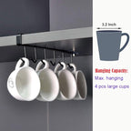 AliCH 2pcs Mug Hooks Under Cabinet Mug Holder Rack,Nail Free Adhesive Coffee Cups Holder Hanger for Cups/Kitchen Utensils/Ties Belts/Scarf/Keys Storage, Fit for 0.8inch Thickness Shelf or Less (Black)