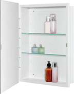 Bathroom Medicine Cabinet with Beveled Edge Mirrored Door 20 x 26 inch, Recessed or Surface Mount, with Adjustable Glass Shelves