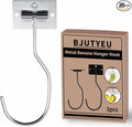 Self-Adhesive Banana Hooks, Foldable Magnetic Hanger Under Cabinet, Sturdy Metal Banana Holder for Kitchen, Space-Saving Design to Keep Bananas Fresh 3 Pieces Silver