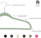 Simplify Slim Velvet Clothes Hangers | 50 Pack | Non-Slip | Shirts | Suit | Pants | Dresses | Garments | Closet Storage & Organization | Durable | Sage