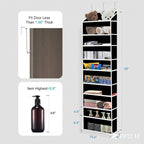 Over The Door Organizer Closet,5 Bins 10 Side Pockets,Hanging Organizer,Anti Tilt 44 lbs Load Door Organizers and Storage with Clear Window for Bedroom,Nursery,Rv,Bathroom,Camper(Pure Black)