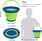 5L Collapsible Mop Bucket for Cleaning, Foldable Buckets with Handles for Beach Sand Garden Car Washing Fishing, Silicone Cleaning Buckets for Household Use Bathroom Cleaning Supplies Blue/Green