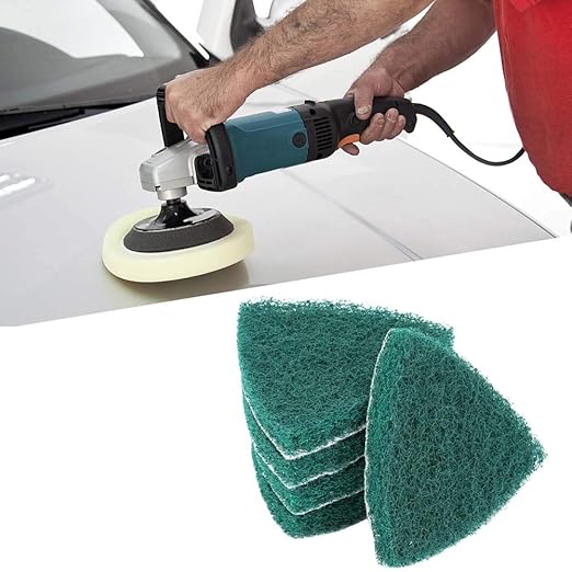 Hand Scouring Pads, 5pcs Triangle Scouring Pad Polishing Pad Self Adhesive Plate Grinding Machine, Household Surfaces Scouring Pads Sticks