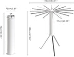 Foldable Tripod Clothes Drying Rack, Collapsible Laundry Drying Rack, Portable Octopus Laundry Stand with 16 Extendable Aluminum Rods White & Silver Space Saving Holder for Indoor Outdoor