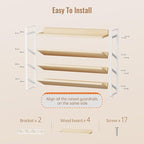 MUDEELA 4 Tier Spice Rack Organizer for Cabinet,Wooden Vertical Spice Shelf, Seasoning Organizer for Countertop, Kitchen, Pantry, Freestanding, 13.4" W × 11.2" H (No Jars Included), White