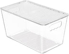 Vtopmart 1 Pack Clear Stackable Storage Bins with Lids, Medium Plastic Containers with Handle for Pantry Organizer and Storage,Perfect for Kitchen,Fridge,Cabinet, Closet,Bathroom Organization
