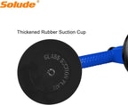 SOLUDE 2 Pack Glass Suction Cups,Aluminium Heavy Duty Vacuum Handle Glass Holder for Lifting Large Glass/Window/Tiles/Mirror/Granite/Floor Gap Fixer/Windshield Removal & Install Tool,Blue