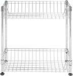 Shelving Inc. 8" d x 18" w x 18" h 2-Tier Chrome Wire Basket Rack, Standard Duty, Weight Capacity 65 lbs Per Shelf