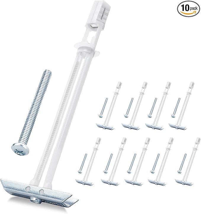Drywall Anchor with Included Bolts for 3/16”-24, Heavy Duty Hollow Drywall Anchors for TV Mounting Kit, Stainless Steel Hollow Wall Anchors Holds up to 240 lbs Each in 1/2-in Drywall-10 Pack
