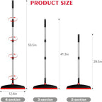 Multifunction Silicone Broom, 54 Inch Long Handle Silicone Floor Squeegee Broom, Sweep and Scrape 2 in 1 Household Cleaning Broom for Floor, Bathrooms, Kitchens, Showers, Tile, Pet Hair,Black Red