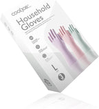 COOLJOB 3 Pairs Colorful Household Gloves with Cotton Liner & Non-slip Grip, Water Resistant Reusable Dish Washing Rubber Gloves for Kitchen & Bathroom Cleaning, Large