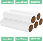 9.8 inch Large Lint Roller Refills Only, 9.8'' Extra-Wide Lint Roller Refill Pack of 5 Rolls Total 300 Sheets for Pet Hair Remover Home Floor Carpet Clothing Sofa Cleaning (9.8'' Wide)