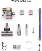 Cordless Vacuum Cleaner, 2 Batteries 120 Mins Runtime 45Kpa 550W, Stick Vacuum with Anti-Tangle Design, Self-Standing, Vacuum Cleaners for Home, Hardwood Floor, Carpet, Pet Hair