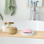 Resin Soap Dish Bathroom,Marble Look Soap Holder for Shower,Soap Tray for Kitchen Sink(Marble White)