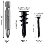 KURUI Black Self Drilling Drywall Anchors, 140PCs #8 Dry Wall Anchors and Flat Head Screws Kit, 70 Anchors + 70 Screws, 75LB Heavy Duty Hanging for Picture Frames Wall Decor Art, Sheetrock Hangers