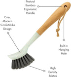 Beille 1pc Dish Brush with 9 Inch Bamboo Handle Household Essentials Cleaning Supplies
