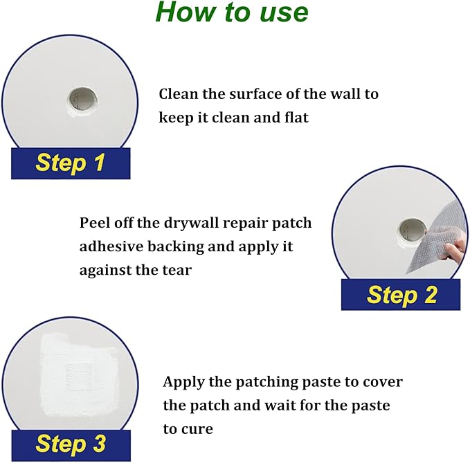 10 Pcs 2/4/6 Inch Wall Patch Repair,Drywall Patch Self-Adhesive Mesh Drywall Patch and Fiberglass Repair Kit,Aluminum Heavy Duty Dry Wall Mesh Hole Repair Patch for Drywall Plasterboard