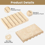 Soap Dish Rectangular, Beige Travertine Stone Soap Holder with Self Draining - Shower Bathroom Kitchen, Jewelry Ring Display Tray