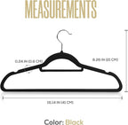 Utopia Home Velvet Hangers 100 Pack – Premium Non-Slip Slim Clothes & Coat Hangers with Tie Bar, Space-Saving Heavy Duty Design, 360° Swivel Hook – Black