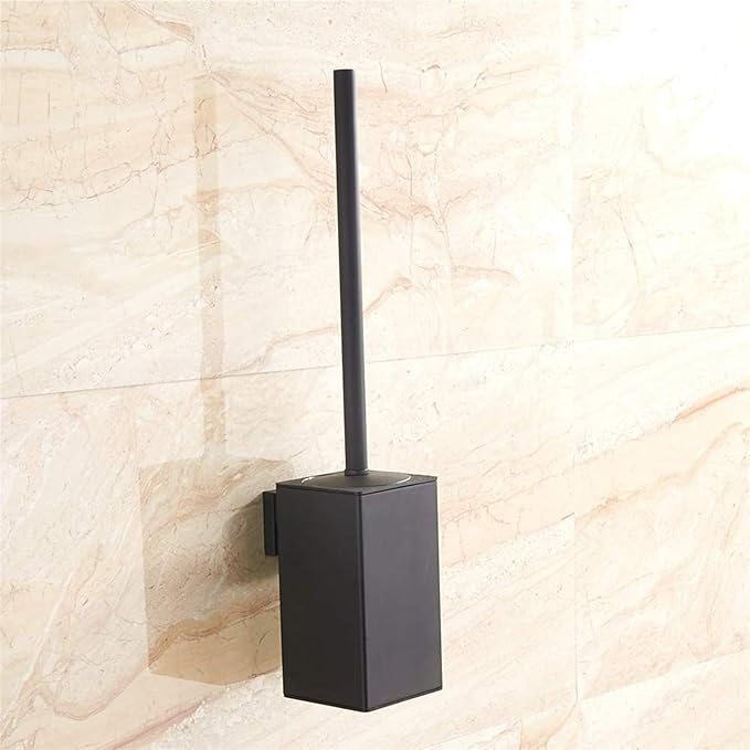 Toilet Brush Holder Black, Toilet Bowl Brush Holder Black Wall Mount Square for Bathroom
