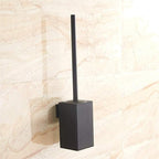 Toilet Brush Holder Black, Toilet Bowl Brush Holder Black Wall Mount Square for Bathroom