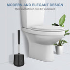 SetSail Toilet Brush and Holder 3 Pack, Self Closing Lid Toilet Bowl Brushes Holder Extra Long Handle Ventilated Toilet Brush Set for Bathroom Cleaning, Nylon Bristles, Black