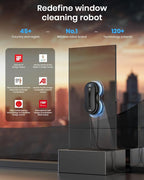 BNZ Smart Window Cleaning Robot, Twin Turbo & Dual Auto-Spray Window Cleaner with Multiple Safety System, AI Path Planning, Frameless Edge Detection, K1, Matt Black