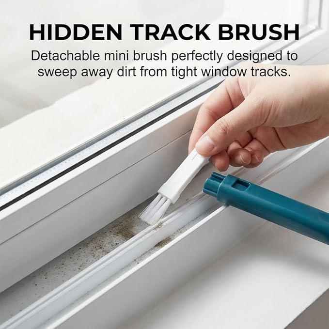 Window Screen Cleaning Brush,2 in 1 Window Screen Cleaner Tool with Squeegee,Mesh Screen Cleaner,Multi-Purpose Cleaning Brush for Patio, Door, Porch Screens (Blue)