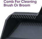 Superio 3-Pack Wide Plastic Dustpan with Comb - 16" Wide, Rubber Lip, Broom Handle Clip, Grey