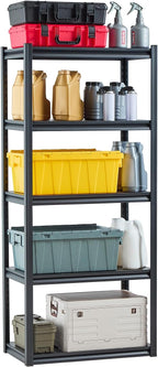 VEVOR Storage Shelves, 2000 lbs, 5 Tier Garage Storage Shelving, 18" D x 32" W x 72" H Adjustable Metal Shelves for Garage Shelves Utility Rack Shelf, Ideal for Kitchen, Warehouse, Basement, Black