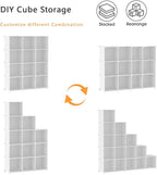 AWTATOS Cube Storage Organizer Storage 12 Cube Bookshelf DIY Plastic Closet Clothes Storage Shelves with Wooden Mallet, Stackable Storage Solution for Home, Bedroom, White