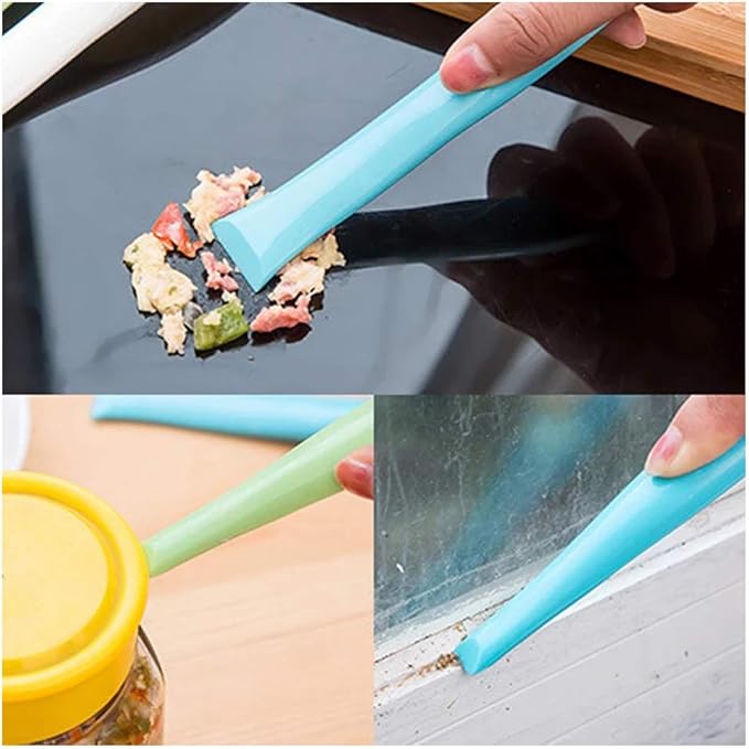 3 PCS Multipurpose Cleaning Scraper Tool - Non-Scratch Hard Plastic Sticker Scraper Tool for Kitchen Cleaning, Label Remover, Gum Cleaner
