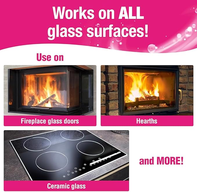 Quick N Brite Fireplace Glass Cleaner 24oz, Nonabrasive Cleaning Spray for Fireplace Glass, Oven Glass, Glass Cooktops, Ceramic-Glass, Microwave Glass (Pack of 3)