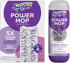 Swiffer Power Mop Refill Pack, Floor Cleaner for Mopping Tile, Vinyl, Laminate, Wood in Home, Bathroom, Kitchen, All Purpose Multi-Surface Cleaning, 5 Pads + 1 Lavender Solution