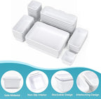 33 PCS Drawer Organizer Set, 4 Size Makeup Drawer Divider Organizer With Non-Slip Pads, Interlocking Plastic Storage Bins for Office,Jewelry Vanity,Gadgets, Bathroom,Kitchen, White