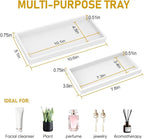 Bathroom Counter Tray,EG-SIPRO High-Grade Thickened Silicone Bathroom Vanity Tray,Shatterproof Durable Rectangle Bathroom Soap Dispenser Tray for Bathroom Countertop,White,Small+Large (EGTRAY)