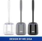 MR.SIGA Toilet Bowl Brush and Holder, Premium Quality, with Solid Handle and Durable Bristles for Bathroom Cleaning, White, 1 Pack