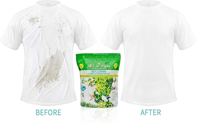 It’s So Pure All Natural Laundry Detergent Powder – Deep Cleaning, Removes Dirt, Grease, Stains – Non-toxic, Vegan, Fragrance Free Laundry for Sensitive Skin, HE Compatible (100 Loads)